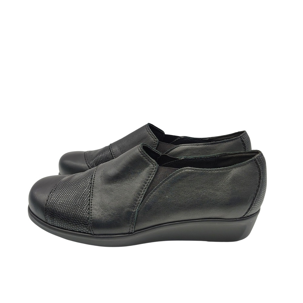 SAS Womens Nora Slip On Loafers Black Leather Size 8M Comfort Shoes USA